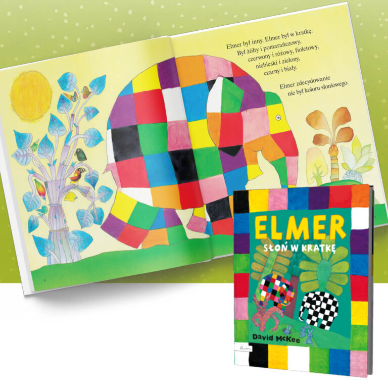 Rozkładówka książki Elmer. Słoń w kratkę